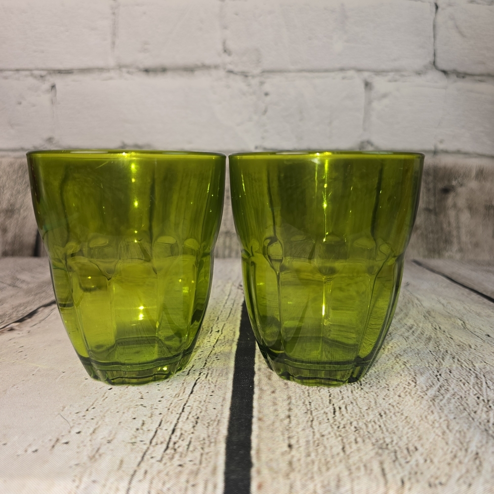BORMIOLI ROCCOI ITALIAN GLASS SET OF SHOT GLASSES VIBRANT GREEN COLOR EUC
